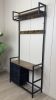 33.1" Wide Hall Tree with 2 Movable Drawers, Shoe Storage, Shelves and Garment Racks, 5-in-1 Entryway Bench with 23 Hooks (Fixed and Movable)