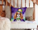 Cavalier Spaniel King of Mardi Gras Throw Pillow Machine Washable, Indoor Outdoor Decorative Pillow for Couch, Bed or Patio, 14Hx14W
