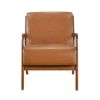 Walnut Finish Sleek Design Accent Chair Brown Faux Leather Upholstery Modern Living Room Furniture 1pc