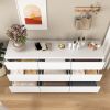 White 9 Drawer Cabinet for Bedroom, Wide Modern Chest of Drawers No Handles Design, Wood Storage Dresser for Living Room, Hallway, Entryway
