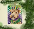 Lakeland Terrier King of Mardi Gras Porcelain Ornament Christmas Tree Hanging Decorations for Home Christmas Holiday, Rectangle, Gift, Multicolor