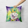 Kuvasz King of Mardi Gras Throw Pillow Machine Washable, Indoor Outdoor Decorative Pillow for Couch, Bed or Patio, 18Hx18W