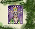 Chinese Crested King of Mardi Gras Porcelain Ornament Christmas Tree Hanging Decorations for Home Christmas Holiday, Rectangle, Gift, Multicolor