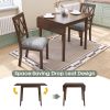 5 Piece Kitchen Dining Set with Drop Leaf Dining Table and 4 Dining Upholstered Chairs, Dining Room Set for Small Places, Brown