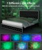 Queen Size Bed Frame with Star Projector Galaxy Light, Adjustable Upholstered Headboard with Diamond Button, USB Charger, Music Speaker, PU Leather