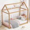 Twin Size Wooden House Bed, Wood Color(Expected Arrival Time: 1.8)