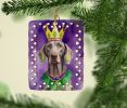 Weimaraner King of Mardi Gras Porcelain Ornament Christmas Tree Hanging Decorations for Home Christmas Holiday, Rectangle, Gift, Multicolor