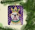 American Bulldog King of Mardi Gras Porcelain Ornament Christmas Tree Hanging Decorations for Home Christmas Holiday, Rectangle, Gift, Multicolor