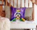 Tibetan Terrier King of Mardi Gras Throw Pillow Machine Washable, Indoor Outdoor Decorative Pillow for Couch, Bed or Patio, 14Hx14W