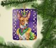 Basenji King of Mardi Gras Porcelain Ornament Christmas Tree Hanging Decorations for Home Christmas Holiday, Rectangle, Gift, Multicolor
