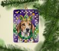 American Foxhound King of Mardi Gras Porcelain Ornament Christmas Tree Hanging Decorations for Home Christmas Holiday, Rectangle, Gift, Multicolor