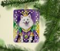 American Eskimo King of Mardi Gras Porcelain Ornament Christmas Tree Hanging Decorations for Home Christmas Holiday, Rectangle, Gift, Multicolor