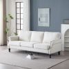 83 Inch Nailhead Trim Couches for Living Room, 22" Deep Seat Rolled Arm Sofa, Faux Leather Couch Upholstered SofaComfy Upholstered 3 Seater Sofa