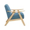Modern Home Furniture Blue Fabric Upholstered 1pc Accent Chair Cushion Back and Seat Natural Finish Solid Rubberwood