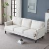 83 Inch Nailhead Trim Couches for Living Room, 22" Deep Seat Rolled Arm Sofa, Faux Leather Couch Upholstered SofaComfy Upholstered 3 Seater Sofa