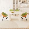 63" medieval modern cream style MDF dining table and green PU dining chair set, 4 sets of black metal leg dining chairs, suitable for kitchen&home