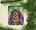 Tibetan Mastiff King of Mardi Gras Porcelain Ornament Christmas Tree Hanging Decorations for Home Christmas Holiday, Rectangle, Gift, Multicolor