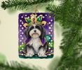 Havanese King of Mardi Gras Porcelain Ornament Christmas Tree Hanging Decorations for Home Christmas Holiday, Rectangle, Gift, Multicolor