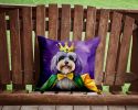 Tibetan Terrier King of Mardi Gras Throw Pillow Machine Washable, Indoor Outdoor Decorative Pillow for Couch, Bed or Patio, 14Hx14W