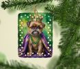 Brussels Griffon King of Mardi Gras Porcelain Ornament Christmas Tree Hanging Decorations for Home Christmas Holiday, Rectangle, Gift, Multicolor