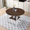 45.7inch Round Dining Table With Shelf Height 30 inch Modern Farmhouse Retro Design