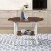 45.7inch Round Dining Table With Shelf Height 30 inch Modern Farmhouse Retro Design