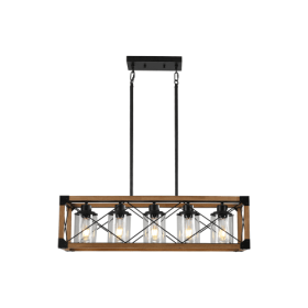 5 Lights Vintage Farmhouse Chandelier For Kitchen, Living Room, Dining Room Walnut - No Bulbs Unavailable Platforms- Temu (Option: Walnut)