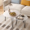 27.56" Round Nesting Coffee Table Set of 2, Circular Nesting End Table Set, Round Marble Tabletop, and Sturdy Metal Base for Living Room, bedroom