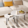 27.56" Round Nesting Coffee Table Set of 2, Circular Nesting End Table Set, Round Marble Tabletop, and Sturdy Metal Base for Living Room, bedroom