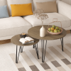27.56" Round Nesting Coffee Table Set of 2, Circular Nesting End Table Set, Round Marble Tabletop, and Sturdy Metal Base for Living Room, bedroom
