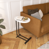 C-Shaped Side Table, C Table End Table for Sofa and Bedside, Couch Side Tables, Wood C-Shaped End Table with Metal Frame Slide for Bedroom Living Room
