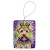 Wheaten Terrier King of Mardi Gras Porcelain Ornament Christmas Tree Hanging Decorations for Home Christmas Holiday, Rectangle, Gift, Multicolor