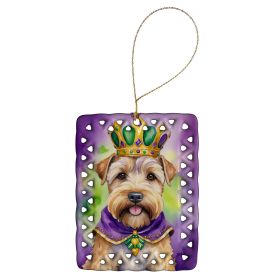 Wheaten Terrier King of Mardi Gras Porcelain Ornament Christmas Tree Hanging Decorations for Home Christmas Holiday, Rectangle, Gift, Multicolor (Default: Default)