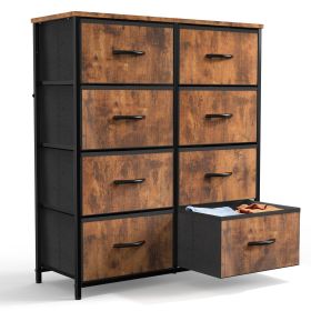 Sweetcrispy Dresser for Bedroom with 8 Drawers Tall Dresser & Chest of Drawers Fabric Dresser with Wood Top and Sturdy Steel Frame (Color: as Pic)
