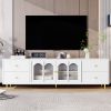 70.9" Modern TV Stand for TVs up to 75 Inches,Entertainment Center with Glass Door,4 Drawers and 2 Cabinets
