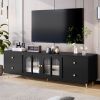 70.9" Modern TV Stand for TVs up to 75 Inches,Entertainment Center with Glass Door,4 Drawers and 2 Cabinets