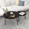 27.56" Round Nesting Coffee Table Set of 2, Circular Nesting End Table Set, Round Marble Tabletop, and Sturdy Metal Base for Living Room, bedroom