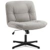 Criss Cross Legged Chair, Armless Office Desk Wide Seat No Wheels, Swivel Height Adjustable Comfy
