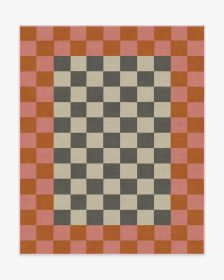 Jonathan Adler Checker Border Pink &amp; Orange Rug (size: 8'x10')