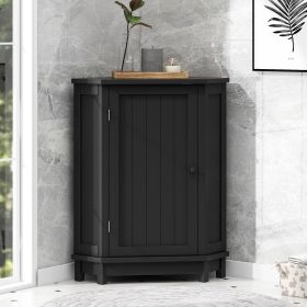 Bathroom Cabinet Triangle Corner Storage Cabinet with Adjustable Shelf Modern Style MDF Board (Color: Black, Material: MDF)