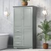 Tall and Wide Storage Cabinet with Doors for Bathroom/Office, Three Drawers
