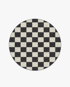 Jaque Checkered Black Rug (size: 5' Round)