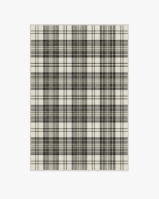 Dress Stewart Tartan Black &amp; Ivory Tufted Rug (size: 4'x6')