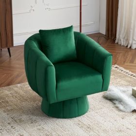 360° Swivel Accent Chair, Modern Velvet Fabric Living Room Armchair with Fluffy Cushions, Comfy Wide Upholstered, Barrel Accent Chairs for Living Room (Color: as picture)