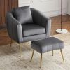 Velvet Accent Chair Set Barrel Chair with Ottoman Modern Club Chair Reading Armchair with Lumbar Pillow for Living Room, Bedroom, Study Room
