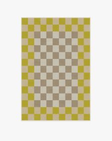 Jonathan Adler Checker Border Chartreuse Rug (size: 4'x6')