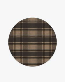 Easton Plaid Charcoal &amp; Natural Rug (size: 5' Round)