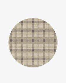 Piper Plaid Neutral Tufted Rug (size: 5' Round)