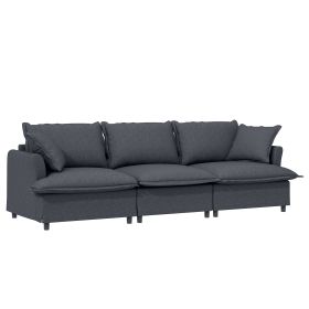 [New+Video] 94*35" 3 Seat Sofa Module for Modular Sectional Sofa,Wide Seat,Chenille Cloud Couch with Throw Pillows (Color: as Pic)