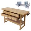 60in Workbench with 4 Drawers Wooden Workbench for Garage Workshop and Home